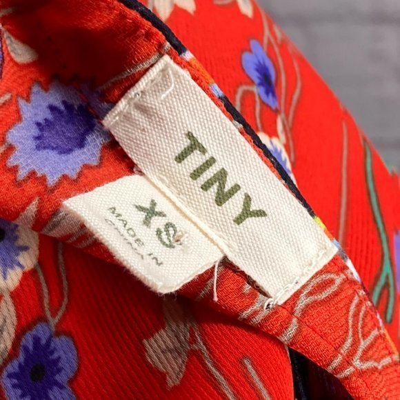 Anthropologie XS Tiny‎ Red Floral Mixed Media Gray Jersey Back Zuma Tank Top $98 - Picture 5 of 6